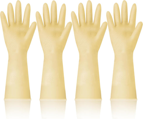 Reusable Kitchen Dishwashing Gloves - 4 Pairs Rubber Household Cleaning Gloves, Flexible and Durable & Non-slip Cleaning Gloves, Great for Kitchen...