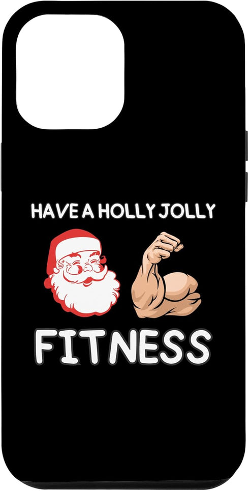 iPhone 14 Plus Holly And Jolly Fitness Christmas Santa Claus Weightlifting Case...