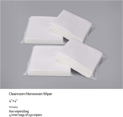 Cleanroom Wipes Lint Free Wipes 4" x 4" Cellulose/Polyester Blend (4" x 4"-600 Pcs) Nonwoven Wipers (NW06804)...