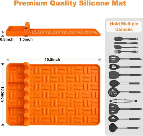 Silicone Griddle Tools Mat for Blackstone, 100% Food Grade Silicone Spatula Mat with Drip Pad, Dishwasher Safe, Suitable for Multiple BBQ Grill (1...