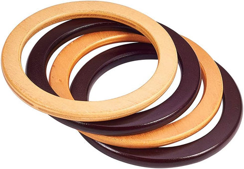 PH PandaHall 4pcs Wood Bag Handle, Round Handles Replacement 5.2 Inch Purse Handle Smooth Handbag Handle Decorative Handles for Straws Beach Canva...