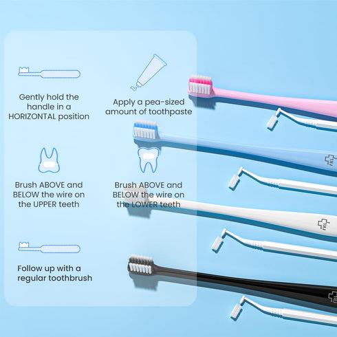 Y-Kelin V-Shaped Orthodontic Toothbrush for Braces Brackets 4 Count (Pack of 1) Soft Bristle with Inter Dental Brush...
