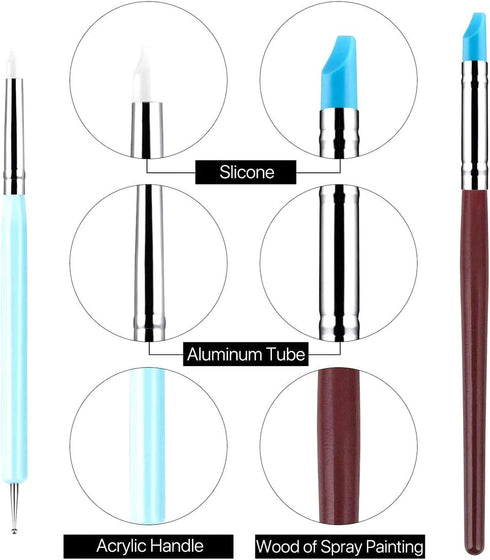 10 PCS Silicone Polymer Clay Sculpting Tool Pen Rubber Tip Color Shaping Wipe Out Carving Pen Brush Modeling Dotting Tool Pottery Craft...