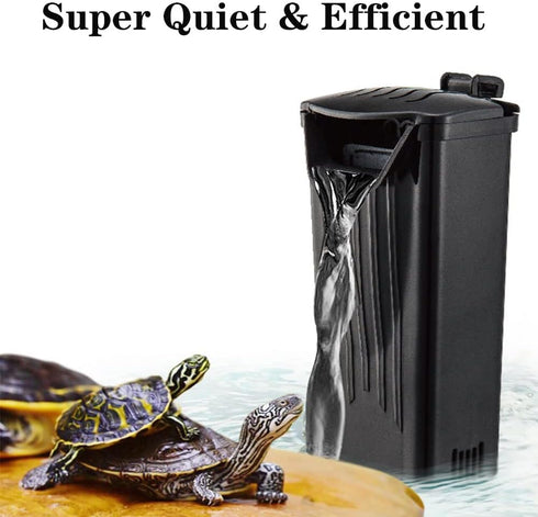 Aquarium Filter Fish Tank Filter for Turtle Tanks, Reptiles, Amphibians, Frog, Cichlids, Newt or Fish Tank Waterfall Flow Water Clean Pump (Black ...