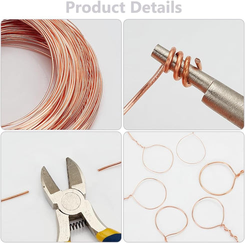 BENECREAT 12 Rolls 196 Feet Dead Soft Copper Wire, 18/20/22/24/26/28 Gauge Solid Bare Copper Wire for Jewelry Making, Gem Wrapping...