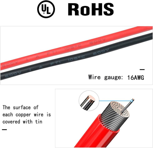 SAE Connector Cable,16AWG 1FT 2 Pin SAE Quick Connector Disconnect Plug for Solar Panel Car Motorcycle(2 Pack)...