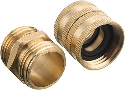 Hourleey Garden Hose Adapter, 3/4 Inch Solid Brass Hose Connectors Adapters (2 Sets)...