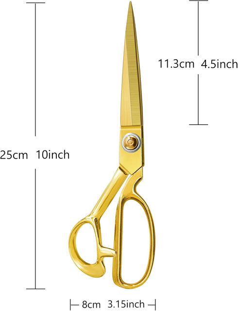 Premium Tailor Scissors,Gold Titanium Fabric Scissors Heavy Duty Sewing Scissors Leather Dressmaker Stainless Steel Shears Professional Comfort Gr...