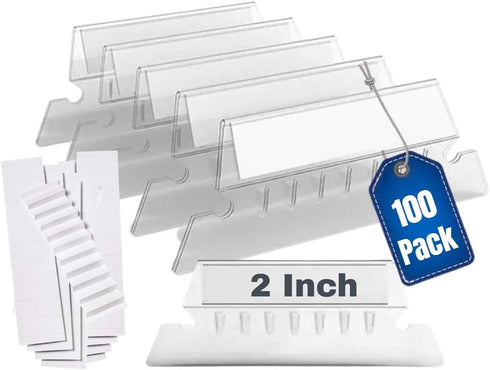 1InTheOffice Plastic Clear Tabs, and Inserts 2" x 5/8", 100/Pack (2")...
