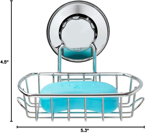 SANNO Suction Soap Dish,Soap Holder with Hooks, Soap Dish Saver Tray Bar Soap Sponge Holder for Shower Bathroom, Tub and Kitchen Sink...