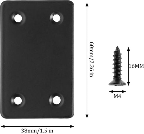 8Pcs Flat Straight Brace Brackets Stainless Steel, Black Fixing Mending Joining Plates Shelf Support Repair Plate for Furniture, Shelves, Cabinet ...