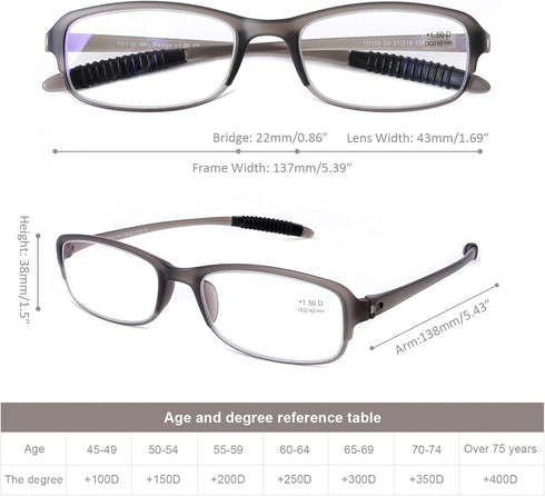 DOOViC 4 Pack Computer Reading Glasses Blue Light Blocking Anti Eyestrain Flexible Lightweight Readers for Women Men 1.25 Strength...