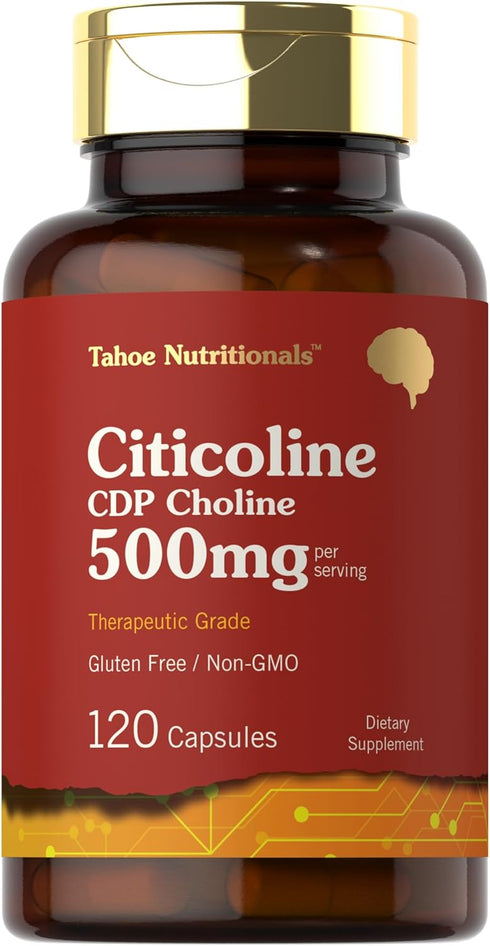 Citicoline 500mg | 120 Capsules | CDP Choline Supplements | Therapeutic Grade | Gluten Free, Non-GMO...