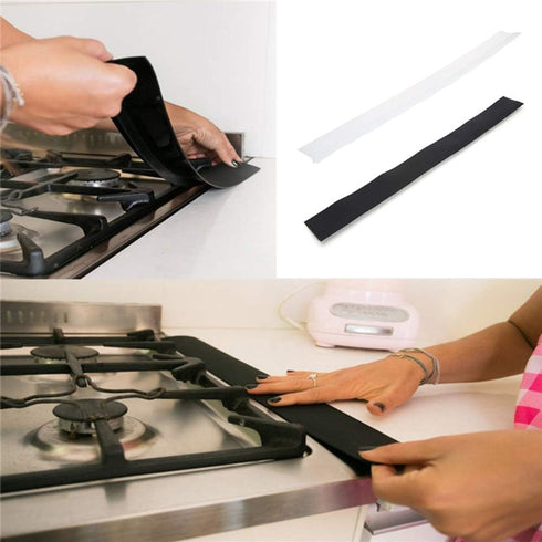 Silicone Kitchen Stove Counter Gap Cover Long & Wide Gap Filler (2 Pack) Seals Spills Between Counters, Stovetops, Washing Machines, Oven, Washer, Dryer - Heat-Resistant and Easy Clean (White)…