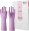 wahoo 3 Pairs Skin-Friendly Cleaning Gloves, Reusable Dish Washing Gloves with Flocked Cotton Liner, Dishwashing, Kitchen, Mauve Mist, Small...