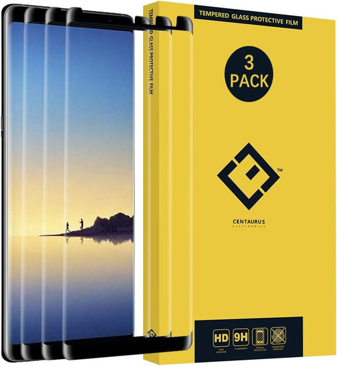 CENTAURUS Compatible with Samsung Galaxy Note 8 Glass Screen Protector (3 Pack) Case Friendly Edge to Edge Ultra-Thin Shatter Proof Silk Print Tem...