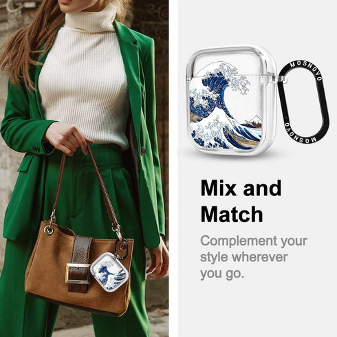 MOSNOVO Case for Airpods 1 & Airpods 2, Protective Clear Case with Shockproof Dual Layer Hard Luxe Metal Ring Designed for AirPods 1&2 Generation ...