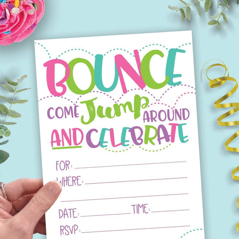 Girl Bounce House or Jumping Party Invitations (20 Count) With Envelopes - Jump Party Invites...