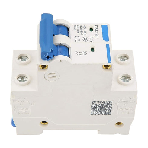 DZ47-63 RCCB Circuit Breaker Double Pole Residual Current Circuit Breaker 32A 220/380V, for Home Decoration, Engineering Construction, Network Tra...