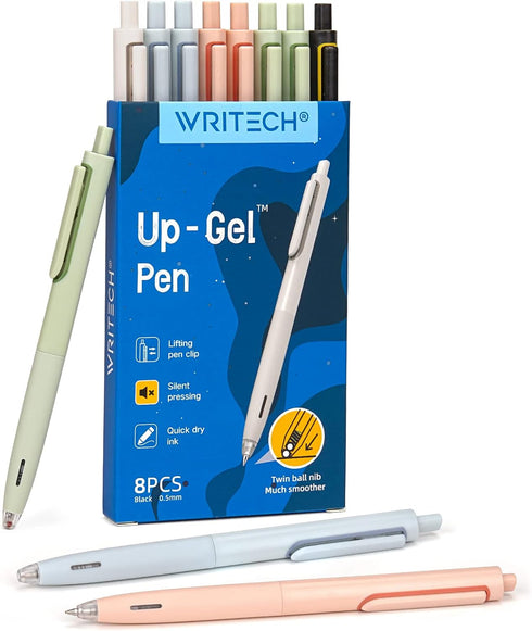 WRITECH Gel Pens Fine Point: 0.5mm No Smear & Smudge Black Ink Pen Click for Journaling Sketching Drawing Notetaking Retractable Extra Finepoint S...