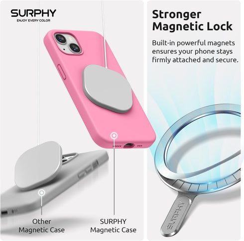 SURPHY (4 in 1 Designed for iPhone 14 Case Compatible with MagSafe (6.1 inch, 2022), with 2 Pack Screen Protector + Camera Cover, Liquid Silicone ...