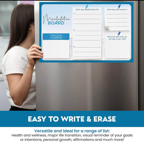 Magnetic Manifestation Board for Refrigerator | Law of Attraction | Express Daily Gratitude | Write Your Manifestation, Visuals & Take Action Plan...