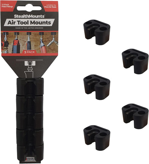 StealthMounts Locking Air Tool Holder - 5 Pack | 1/4" Size Pneumatic Tool Holder | Air Tool Rack | Air Tool Storage | Air Tool Holder Rack | Air T...