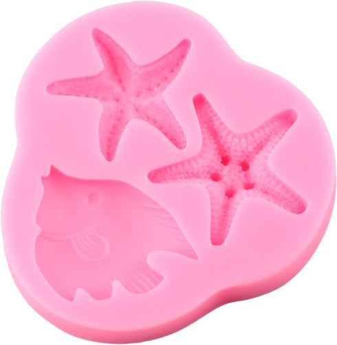 Marine Theme Silicone Mold Starfish Fondant Molds Fish Candy Mold For Cake Decoration Cupcake Topper Chocolate Polymer Clay Gum Paste...