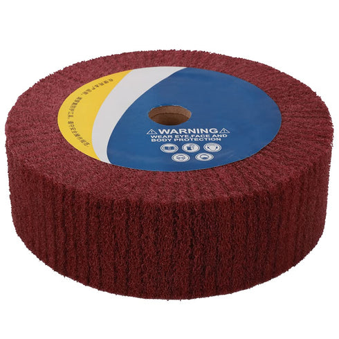 6inch Non-Woven Abrasive Grinding Flap Wheel Nylon Fiber Wheel Scouring Buffing Pad for Rotary Tool 2inch Thickness 240 Grit Red...