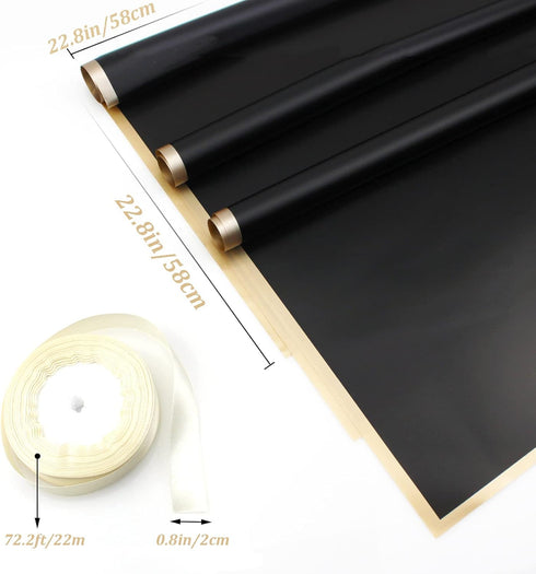 Amonk Black Bouquet Wrapping Paper Waterproof Floral Paper Flower Wrapping Paper 20 Sheets Florist Bouquet Paper Supplies for Graduation DIY Craft...