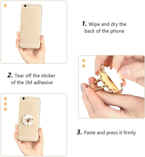 3-Pack Phone Ring Holder 360 Rotation Glitter Bling Bling Finger Bracket Stand Grip Kickstand for Smartphones,Tablets,Pads (Daisy Pink/White/Green...