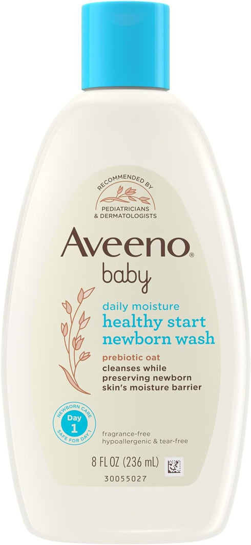 Aveeno Baby Healthy Start Nourishing Newborn Wash, Hypoallergenic Baby Body Wash with Prebiotic Oat Gently Cleanses Delicate Newborn Skin, Fragran...