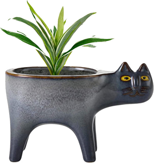 Cat Flower Pot,Cat Planter,Succulent Planter Cat Pots,Ceramic Animal Planter,Cat Planters for Indoor Plants for Indoor Home Decor,Office Desk or K...