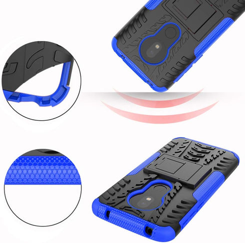 Phone Case for Moto G7 Play/MotoG7 Optimo XT1952DL/Tmobile Revvlry with Tempered Glass Screen Protector Cover Stand Hard Rugged Hybrid Cell Access...