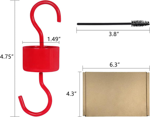 Metal Ant Moat for Hummingbird Feeders, Hummingbird feeders for Outdoors Hanging, Hummingbird Feeder Accessory 4 Hooks with 4 Brushes, Red...
