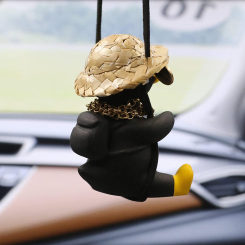 Swinging Duck Car Hanging Ornament, Cool Car Hanging Accessories for Rear View Mirror, Cute Car Pendant Swinging Sunglasses Duck Hanging Swing...