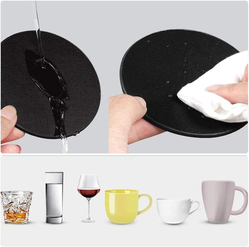 Drink Coasters Set of 6 Leather Coasters Spill Protection for Table Desk,Durable and Non Slip Leather Coaster Perfect for Common Size Glass Coffee...
