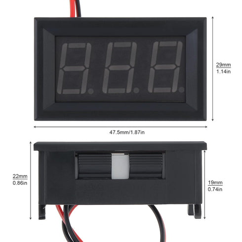5 Pack DC 5-120V Digital Mini Voltmeter 2 Wire 0.56 inch LED Display Panel for Motorcycle Battery Monitor (Red)...