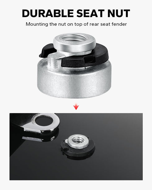 Amazicha Black Aluminum Fender Rear Seat Bolt Nut Tab Mount Knob Cover 1/4"-20 Thread Seat Screws Kit Compatible for Harley Davidson Touring Softa...
