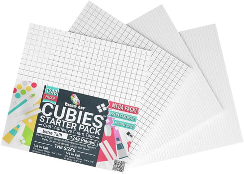 Bearly Art CUBIES The Polar Collection - Acid Free Adhesive Foam Tape for DIY Arts and Crafts - Double Sided Tape - Mega Pack with 1248 Total Piec...