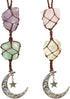Handmade Hanging Ornaments Car Rear View Mirrors Decor Car Charm Home Decoration Natural Gemstone Moon and Star (style1)...