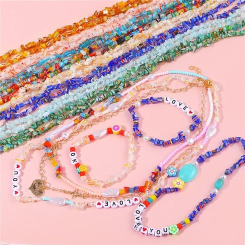 Millefiori Lampwork Glass Beads Irregular Shape for DIY Necklace Bracelet Jewelry Making (Royal Blue)...