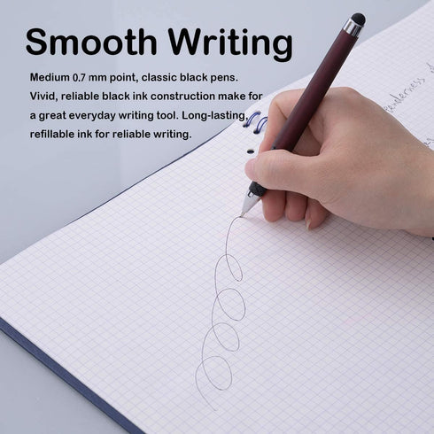 0.7mm Black Ink Gel Ink Rollerball Pens 2 in 1 Medium Point Pens with Stylus Work Pen Smooth Writing for Office Black gel pen (Burgundy-18pack)......