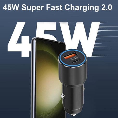 63W Super Fast Car Charger and Cable for Galaxy S23 S22 S24 Plus Ultra/S21 S20 FE,A54 A23 A53 A14 A13 A55 A15 A25,Z Fold 4 5/Z FILP,2-Port (USB C ...