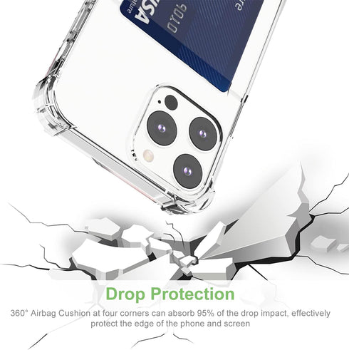 for iPhone 13 Pro Clear Card Case, Protective Shockproof TPU Slim Wallet Case with Card Holder Compatible with MagSafe...