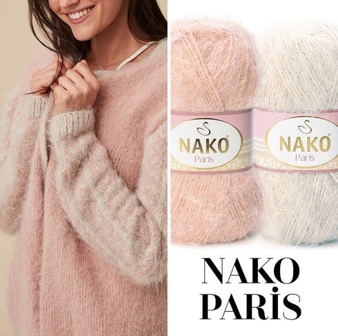 Generic Nako Paris Yarn Set of 2 Balls, Total 536 Yards Soft Fluffy Turkish Yarn, Shawl Hat Scarf Yarn, Crochet and Knitting Thread, Cardigan Yarn...