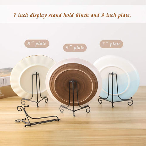 (4 pack)7"Iron Display Stand, Black Iron Easel Plate Display Photo Holder Stand, Displays Picture Frames, Cookbooks, Decorative Plates, Tablets an...
