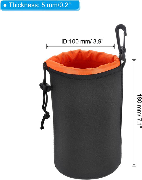 PATIKIL Camera Lens Bag, 2 Pcs 3.9" IDx7.1 H Drawstring Lens Pouch with Thick Protective Neoprene, Lens Case for DSLR Camera Lens, Water Coffee Cu...