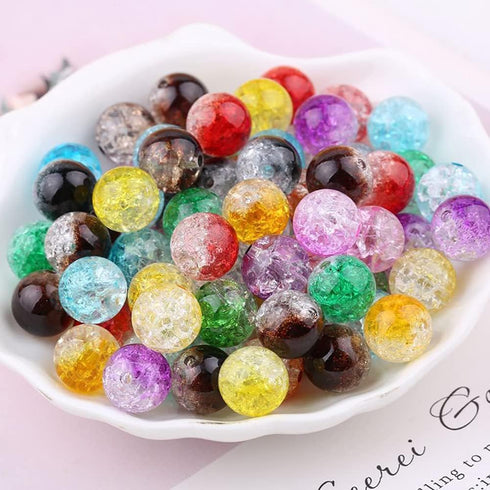 Glass Beads for Jewelry Making, 12 Pcs 8mm 10mm Wine Red Glass Popcorn Crystal Snowflake Ice Cracking Scattered Beads DIY Handmade Jewelry Bracele...