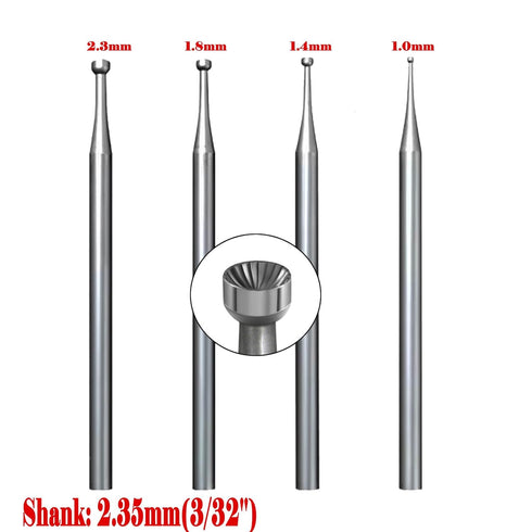 Luo ke 4 Pcs Round Cup Burr, 3/32'' Shank Wire Rounder Bits with Hand Drill Wire Twisting Tools(Burr Size: 1mm/1.4mm/1.8mm/2.3mm)...